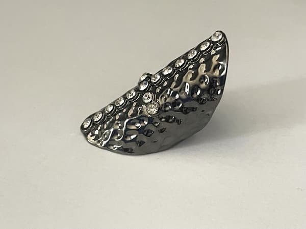 Oversize Oxiderat Silver Ring - Kors med Vita Stenar - Stl 17,5