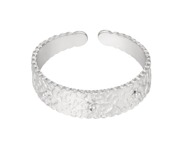 Ring i Rostfritt Stål med Elegant Tryck - Silver - Justerbar