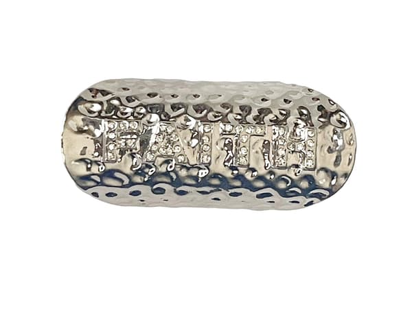 Oversize Silver Ring med Vita Stenar & Text - FAITH - Stl 17,5