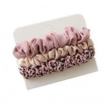 3-pack Scrunchies Hårsnoddar Hårband Håraccessoar - Rosa & Beige