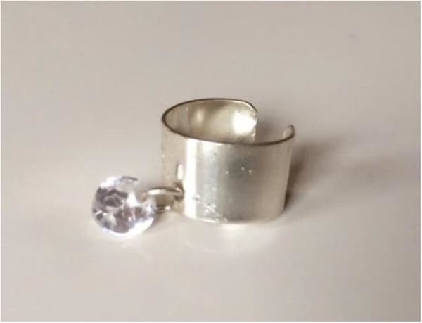 Silver Earcuff Ear Cuff Örhänge med Hängande Vit Rhinestone