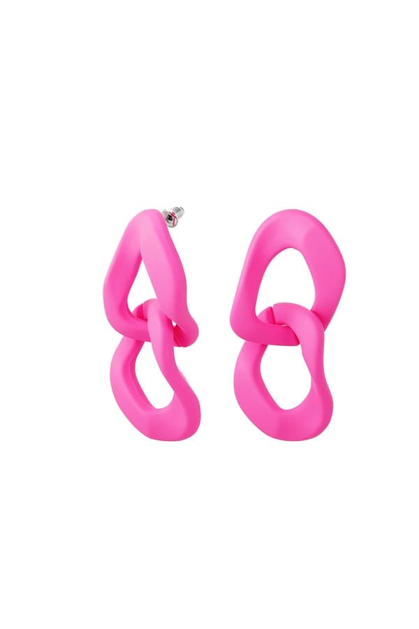 Matta Coola Statement Örhängen med 2 st Stora Länkar - Fuchsia