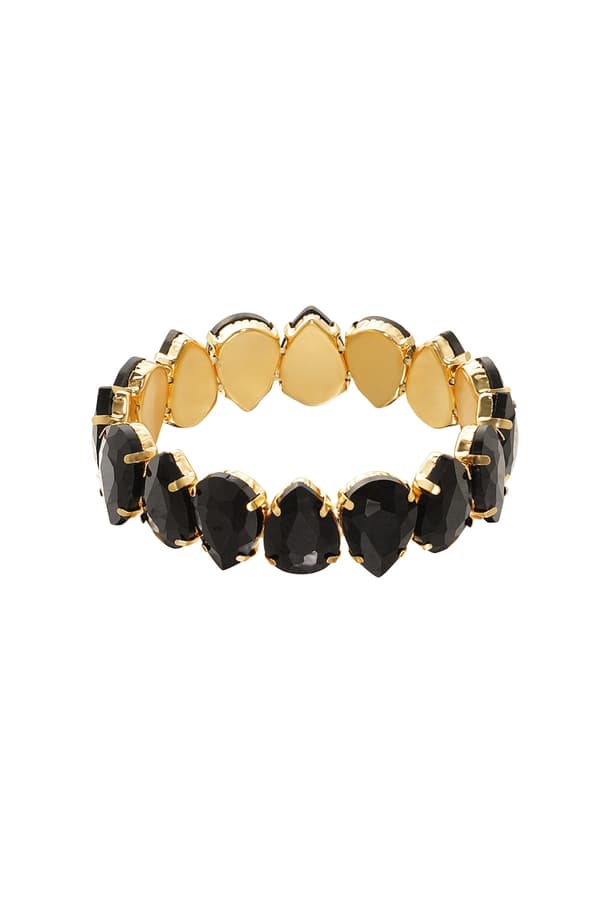 Statement Guldpläterat Armband med Stora Glaspärlor - Svart