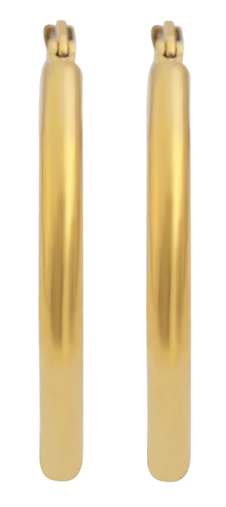 Klassiska Runda Hoop / Creoler Guld Örhängen i Rostfritt Stål - 3 cm