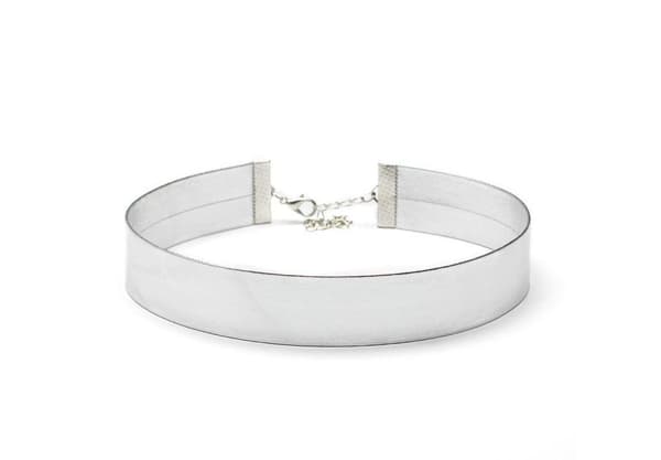 Blänkande Brett Metallic Silver Choker / Halsband