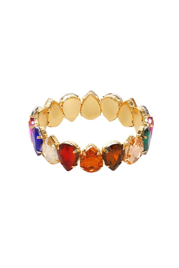 Statement Guldpläterat Armband med Stora Glaspärlor - Multi