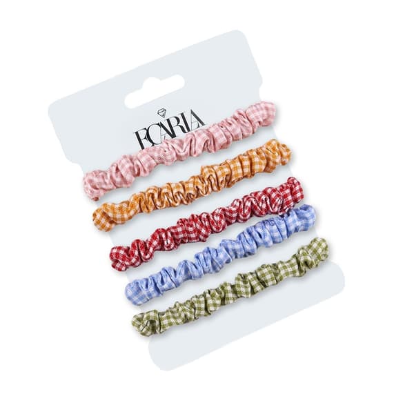 5-pack Scrunchies Hårsnoddar Hårband Håraccessoar - Rutiga