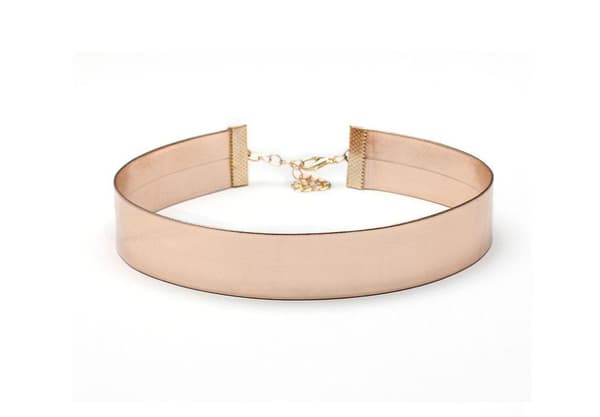 Blänkande Brett Metallic Rosé Guld Choker / Halsband