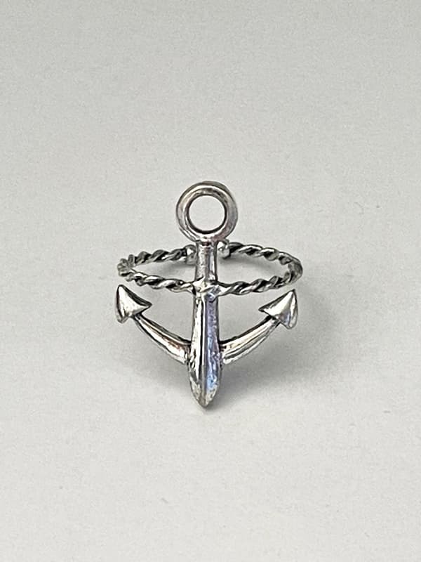 Retro Silver Ring med Ankare - Symbol för Hopp - Justerbar