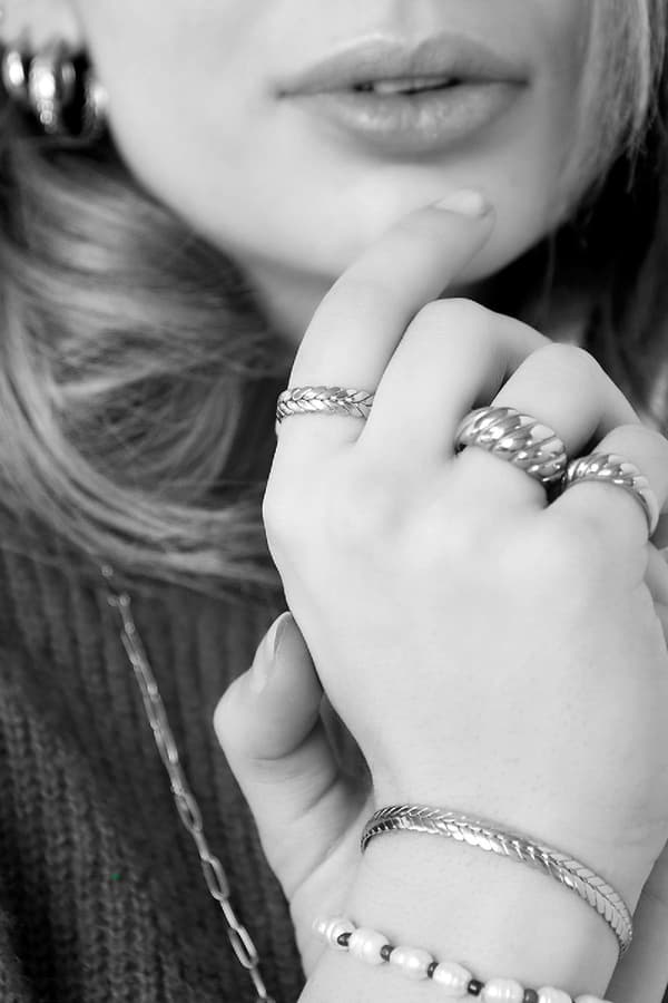 Ring i Rostfritt Stål med Flätad Design - Silver - Justerbar