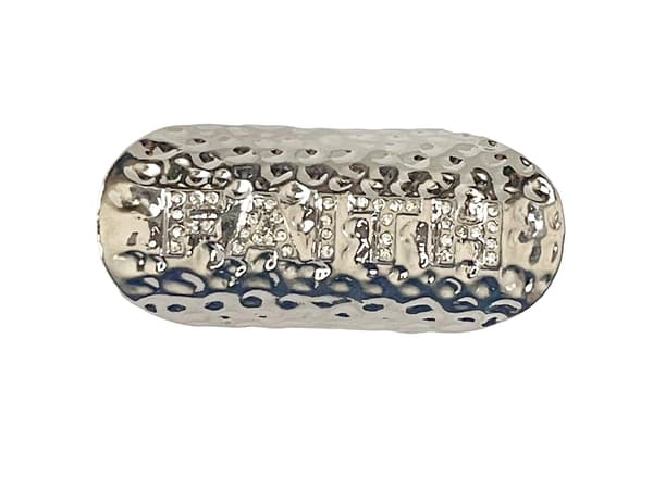 Oversize Silver Ring med Vita Stenar & Text - FAITH - Stl 18
