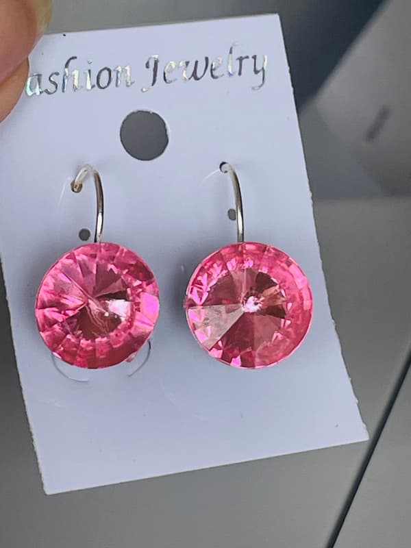 Silver Hoop Leverback Örhängen med Rund Rosa Pärla