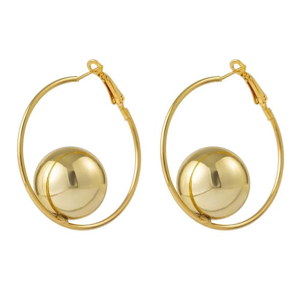 Stora Statement Hoop Guld Örhängen med Ring & Blank Kula