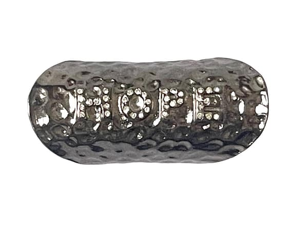 Oversize Oxiderat Silver Ring med Stenar & Text - HOPE -Stl 18,5