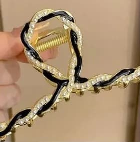 Hårklämma Hårspänne Hårsmycke Håraccessoar - Guld & Vit Pärla