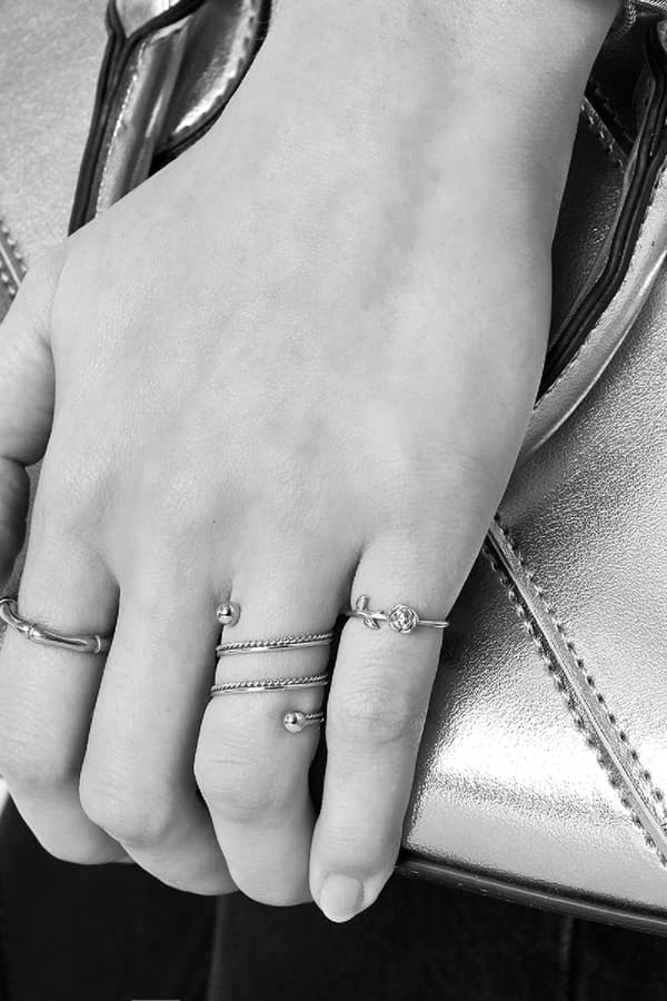 Ring i Rostfritt Stål - Spiral med Kulor - Silver - Stl 17