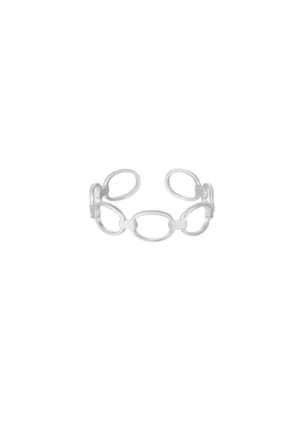 Ring i Rostfritt Stål - Sammanflätade Länkar - Silver -Justerbar