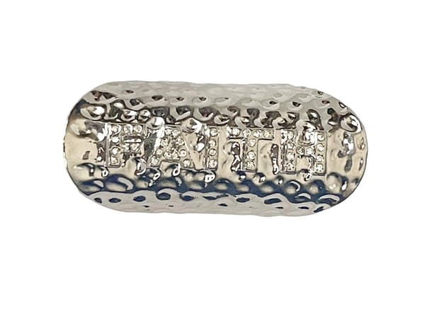 Oversize Silver Ring med Vita Stenar & Text - FAITH - Stl 19