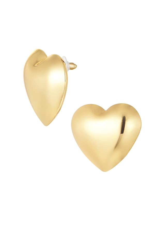 Blanka Statement Stud Örhängen med Stora Hjärtan / Hjärtformade - Guld