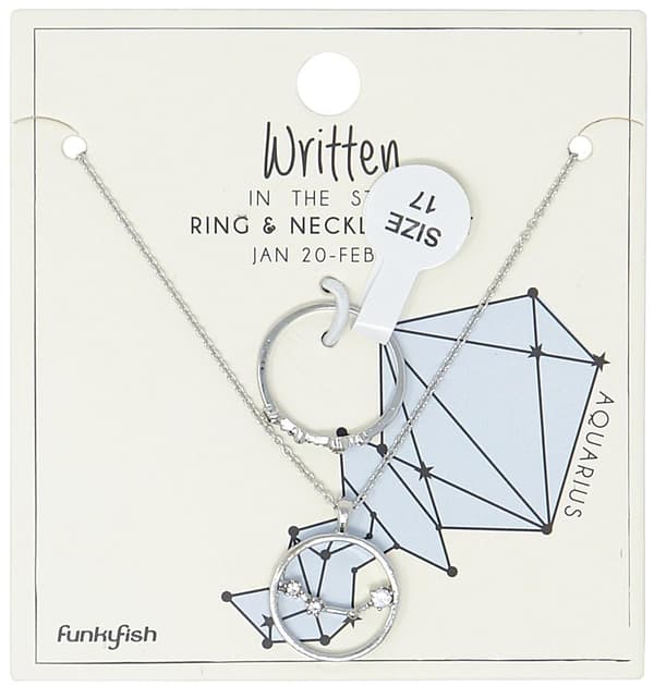 Silver Smyckesset - Halsband & Ring - Stjärntecken / Vattumannen
