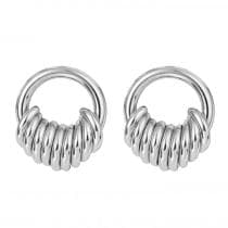 Glam Silver Örhängen med en Dekorerad Ring