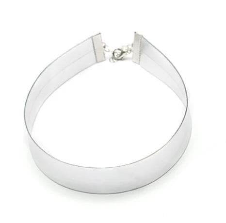 Blänkande Brett Metallic Silver Choker / Halsband