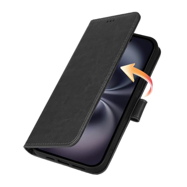 iPhone 16 PRO Læder Wallet Case – 3 Kortlommer – SORT