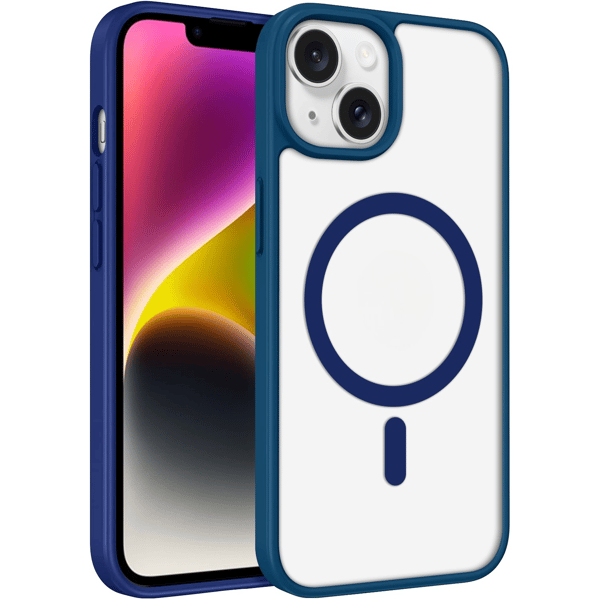 iPhone 14 Cover Magnetisk Klar Farve - Mørkeblå