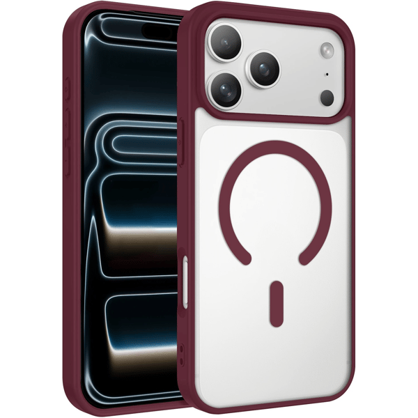 iPhone 18 Pro Max Cover Magnetisk Klar - Vinrød