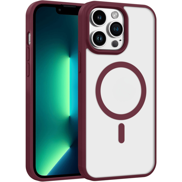 iPhone 15 PRO Cover Magnetisk Farve Klar - Vinrød