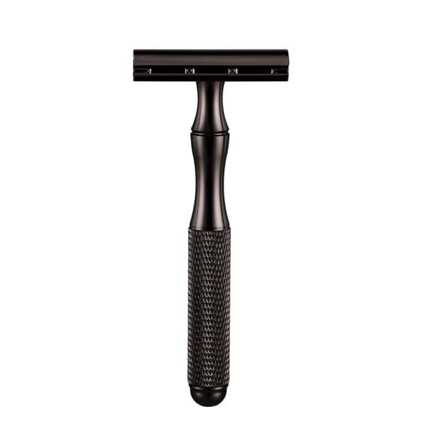 Sikkerhedsskraber til mænd, klassisk dobbeltskærs barberkniv - Sort