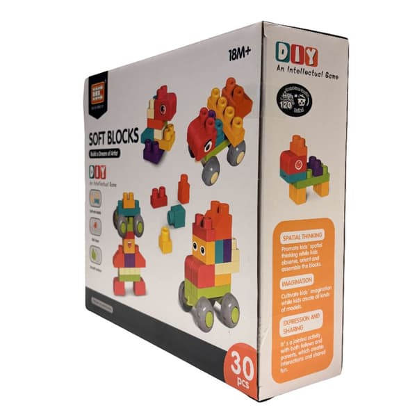 DIY Soft Blocks Klodser 30 dele – Bløde Byggeklodser til Børn 18+ måneder