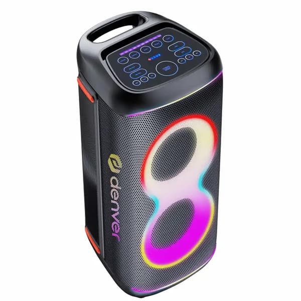 Denver BPS-370 bilekaiutin 100 W RMS Bluetooth 5.3 LED langattomalla mikrofonilla