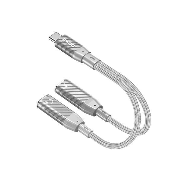 BWOO USB-sovitin USB-C:stä 2xUSB-C:hen latausta ja ääntä varten