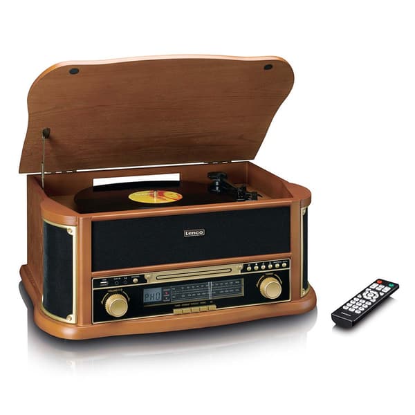 Lenco TCD-2551WD retro puinen levysoitin Bluetooth, CD ja kasetti