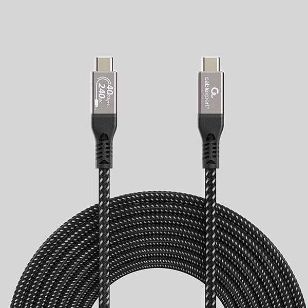 USB4 USB-C 240 W lataus- ja datakaapeli 50 cm / USB4-kaapeli USB-C:stä USB-C:hen USB-C:hen