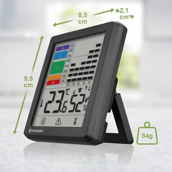Termohygrometer - BRESSER - (modell ej angiven) - Svart - Plast - Mögel/värmevarning