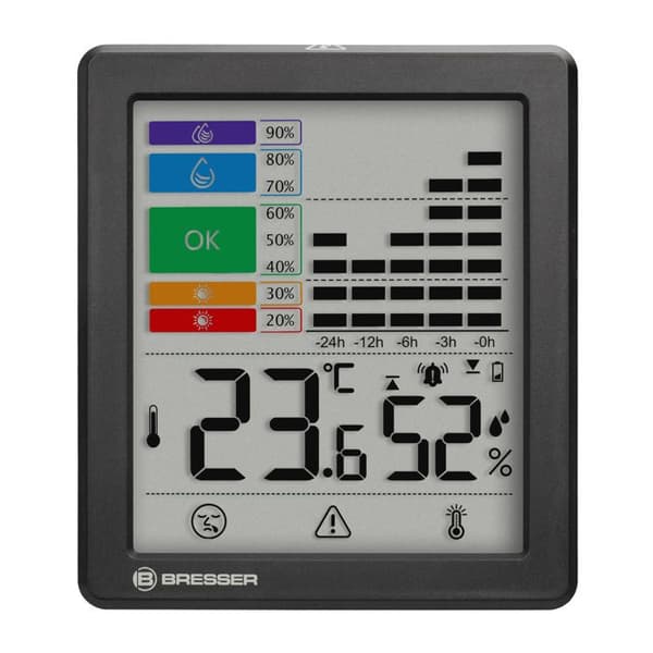 Termohygrometer - BRESSER - (modell ej angiven) - Svart - Plast - Mögel/värmevarning