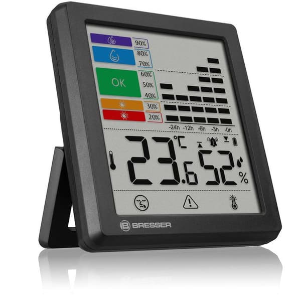 Termohygrometer - BRESSER - (modell ej angiven) - Svart - Plast - Mögel/värmevarning