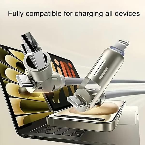 USB-C 4-i-1 Snabbladdningskabel PD och Datasynkronisering, Silikonmaterial, Passar för iPhone