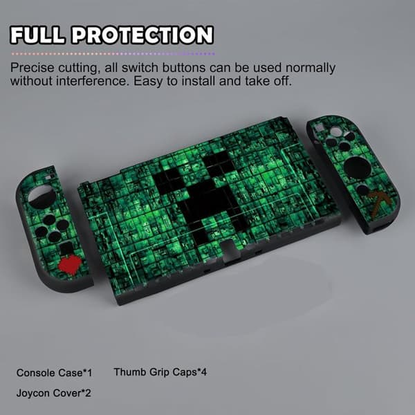 Fodral för Switch OLED, Tunt Flexibelt Dockbart Switch OLED Skyddsfodral Slitstarkt Rep-skydd i TPU Grön OLED