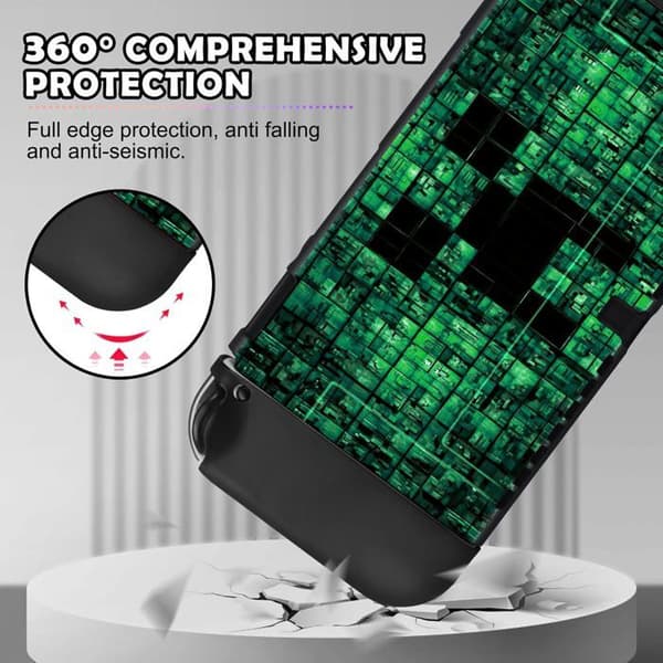 Fodral för Switch OLED, Tunt Flexibelt Dockbart Switch OLED Skyddsfodral Slitstarkt Rep-skydd i TPU Grön OLED