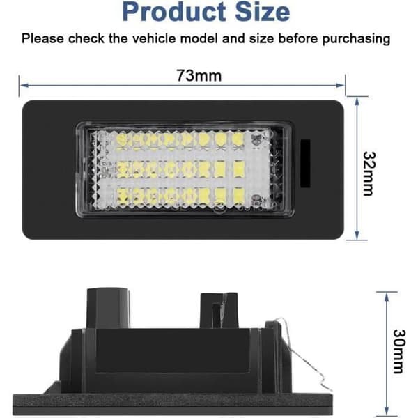 2ST LED Belysning Registreringsskylt Bil Lampor Super Ljus 6000K Xenon Vit 24SMD, för BMW E82/E88/E90/E92/E93/E39
