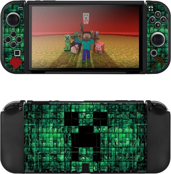 Fodral för Switch OLED, Tunt Flexibelt Dockbart Switch OLED Skyddsfodral Slitstarkt Rep-skydd i TPU Grön OLED
