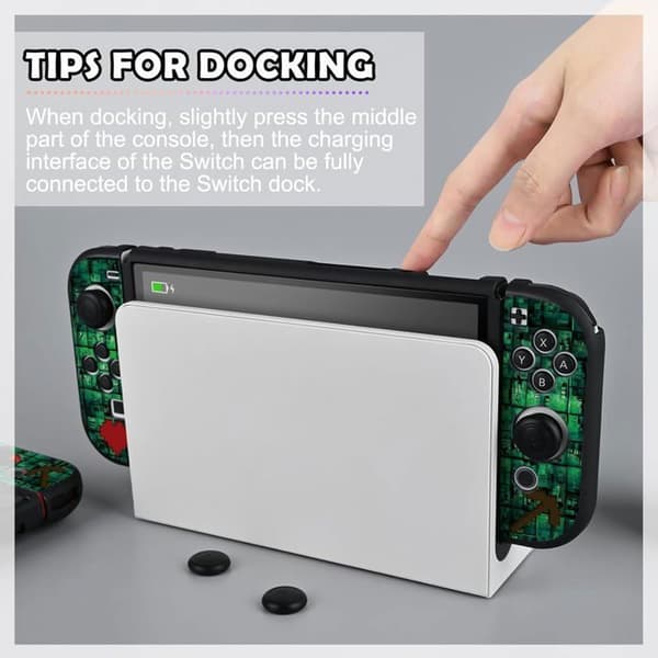 Fodral för Switch OLED, Tunt Flexibelt Dockbart Switch OLED Skyddsfodral Slitstarkt Rep-skydd i TPU Grön OLED