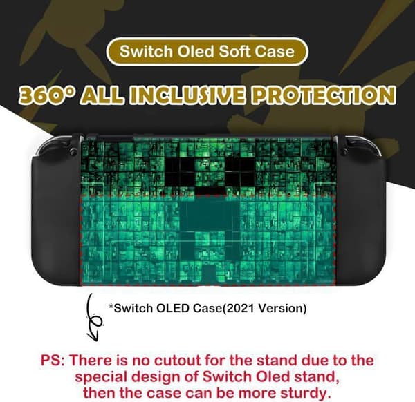 Fodral för Switch OLED, Tunt Flexibelt Dockbart Switch OLED Skyddsfodral Slitstarkt Rep-skydd i TPU Grön OLED