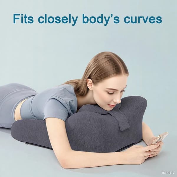 Ergonomisk Minnesskum Kudde Med Ryggstöd, Perfekt För Läsning (Mörkgrå)