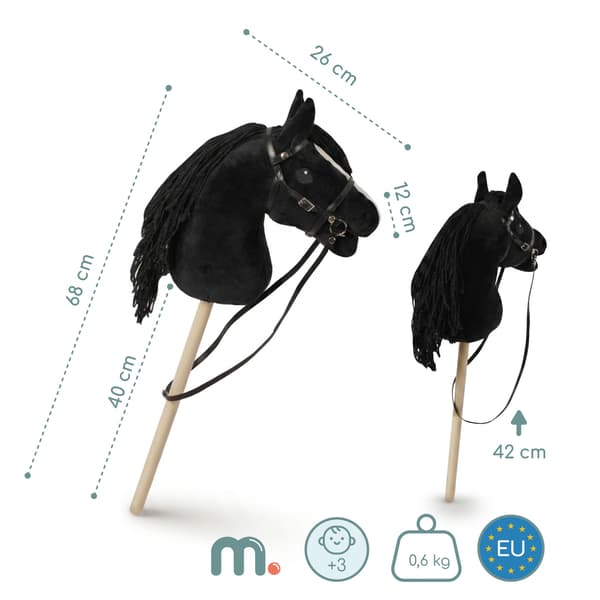 Hobby Horse kæphest til børn 68 cm sort Mamabrum
