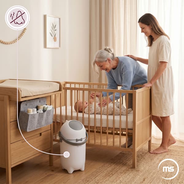 Moby-System blöjhink med luktspärr – vit och grå