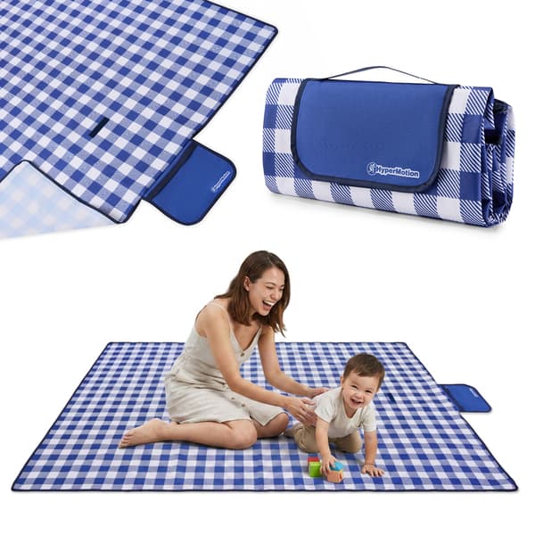 HyperMotion picknickfilt 150×200 cm – blå rutig